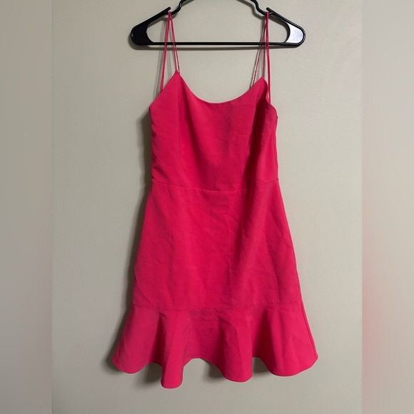 Alice and Olivia Andalasia Sleeveless Flounce-Hem Mini Dress Size 10 Pink - Picture 2 of 10